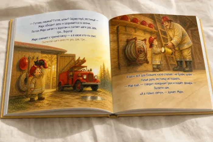 Я — пожарный — именная детская книга, открытый разворот