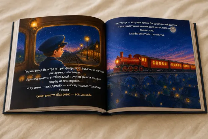 Я — машинист — именная детская книга, открытый разворот